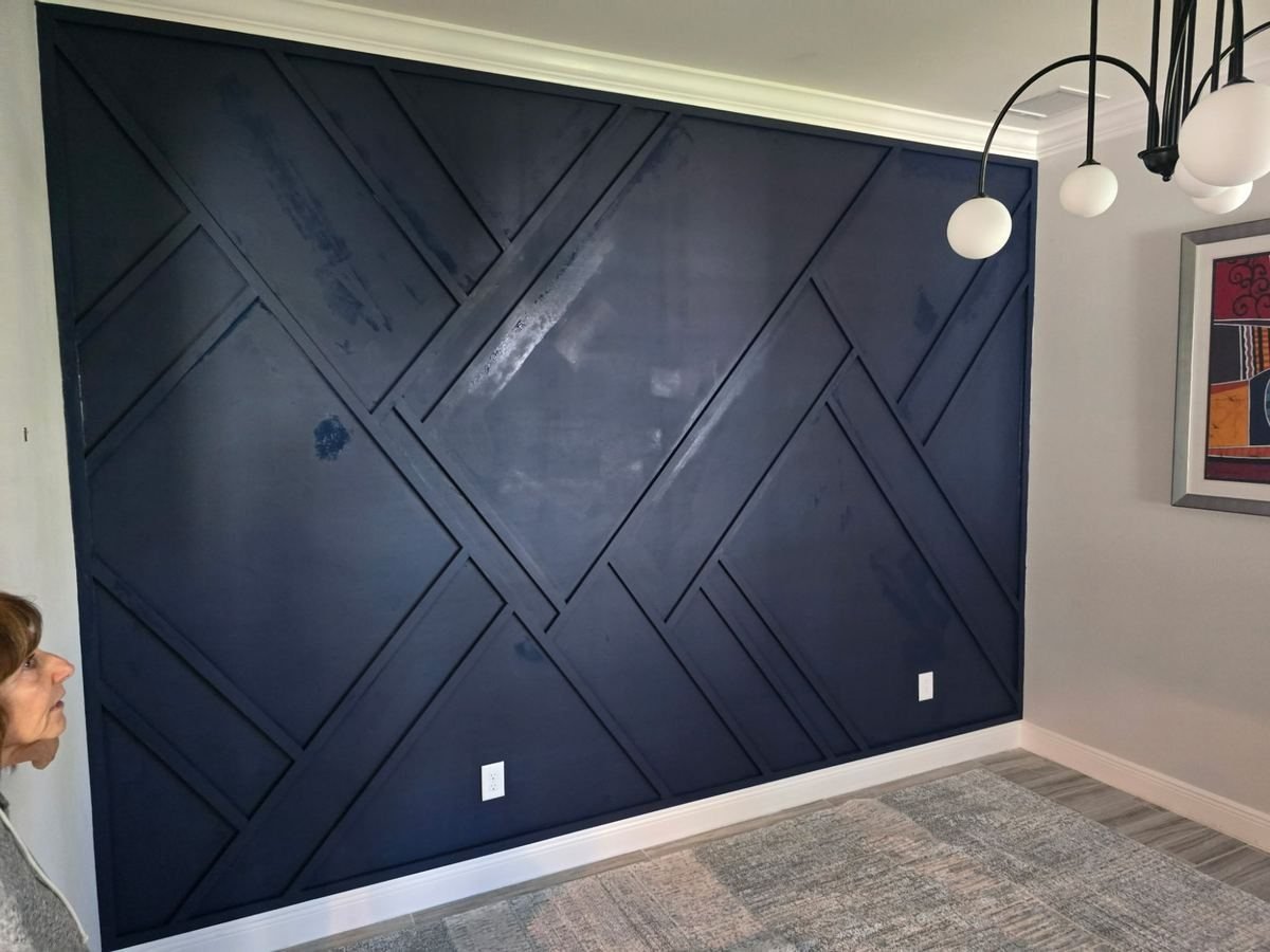 Interior accent wall finished with fresh paint