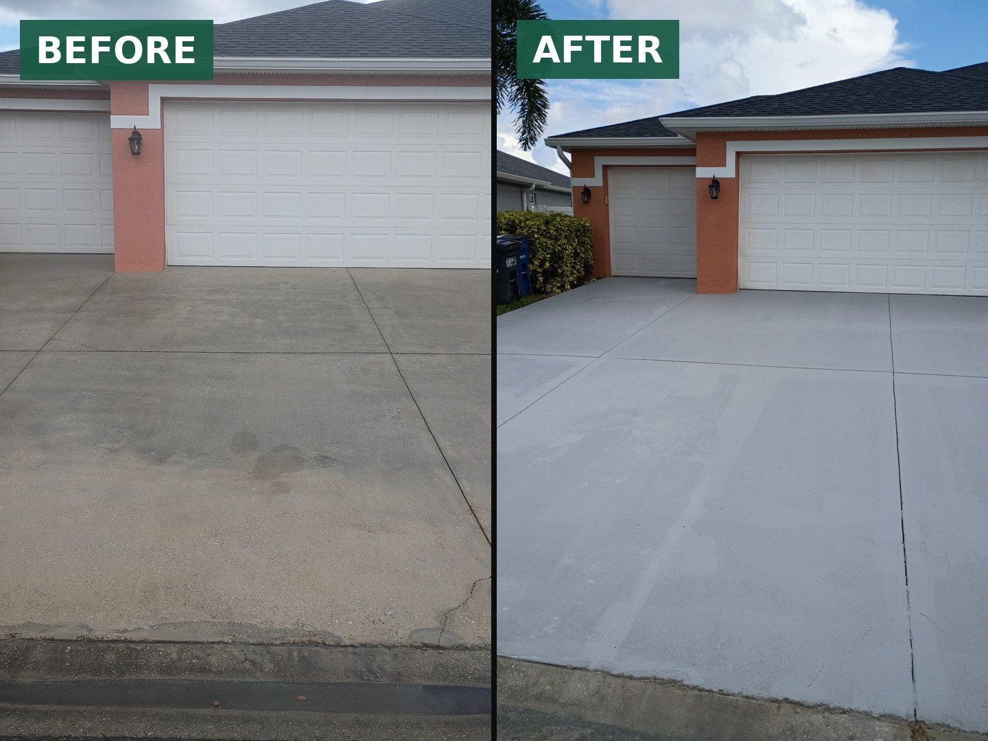 Before and after driveway coating project